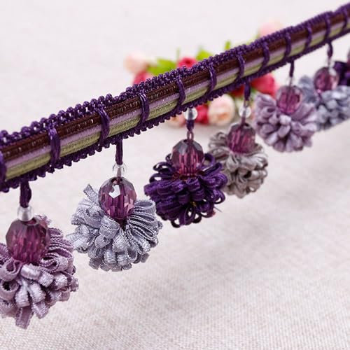 TMTGTS Quaste Vorhang Trim Band Trim 3m*6cm Bunte Tannenzapfen Kugel Spitze Kleidungszubehör Tannenzapfen Kugel Quaste Vorhang Spitze Zubehör für Abdeckung Rand Dekorative Vorhang Trim