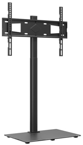 vidaXL TV Eckständer mit 1 Ablage, Fernsehständer mit Schwenkfunktion, Fernsehhalterung für 32-65 Zoll, Standfuß, Schwarz Stahl Glas
