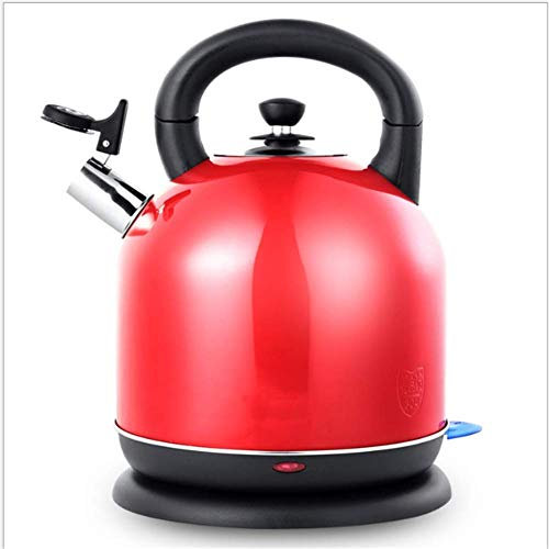 Bouilloire électrique, bouilloire en acier inoxydable de grande capacité, bouilloire rouge Safehappy
