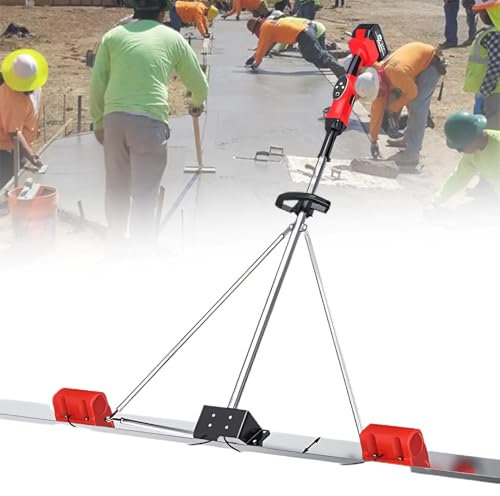 LFfwynog Kit Vibrant pour Chape en béton, Outil Vibrant pour béton à Moteur sans balais, Vitesse de 3000 à 6000 TR/Min avec Planche en Acier Inoxydable de 150 cm/180 cm/200 cm,2battery-2motor-1.5M