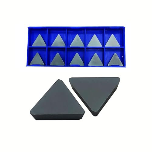 HunrichoGBJ 2,5 cm Schaft R8 Planfräser Dorn Schaftfräser Werkzeughalter mit TPKN1603PDSKR Dreieckseinsätzen, Hartmetalleinsätze, Wendeschneidplatten（10pcs TPKN1603PDSKR (Gray))