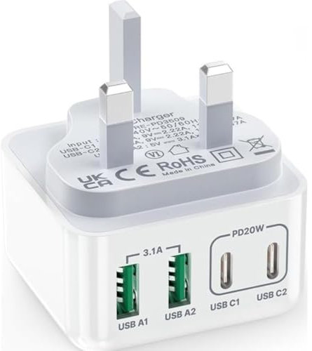 Goodiesltd 40W USB C Wall Charger Plug – 4-Port Fast Charging Adapter with Dual PD & QC 3.0 – Multi USB Power Supply for iPhone, iPad, Samsung, Pixel, AirPods, Apple Watch, Tablets & More