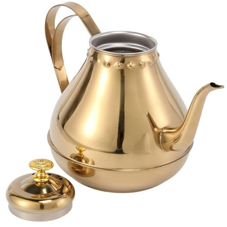 ZHOUXYFDC Cuello de Cisne Tetera Samovar for hervir Agua, Olla Colgante con Cuello de Cisne, teteras for Estufa, Doradas(1.8L)