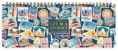 Legami - Planning de bureau 12 mois, Travel Stickers, Bureau Planner Janvier 2026-Décembre 2026, Format Horizontal, Spiralé, Une Semaine par Page, en papier FSC certifié, 27.2 x 10.2 cm