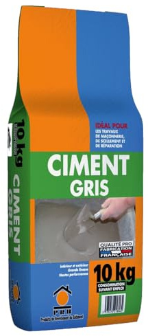 Ciment Gris Polyvalent 10kg - Finesse et Séchage Rapide - Maçonnerie, Réparation, Scellement et Jointoiement Intérieur/Extérieur