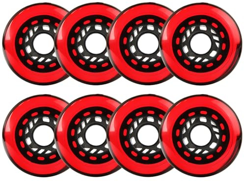 JCCHT Ersatzräder für Inlineskates für drinnen und draußen, 90A, Rollerhockey-Blade-Skate-Räder, 72 mm, 76 mm, 80 mm Durchmesser, 8er-Pack,Rot,80mm