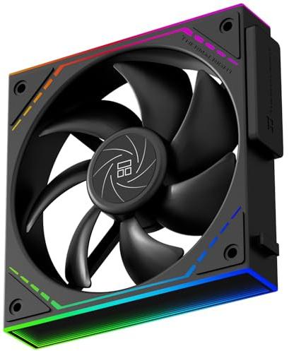 Thermalright TL-M12Q Ventilador de carcasa de PC, con efecto de luz de espejo ARGB, ventilador silencioso PWM para computadora, 28.2DB(a), negro, simplifica la gestión de la línea