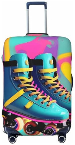 NBAGHPQ Retro Colorful Roller Skates Stampa Double Sided Protezione Elastica Universale Valigia Copertura Unica Protezione Dei Bagagli, Nero , S