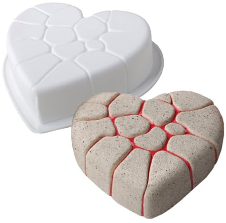 Sghtil Stampo in silicone per cupcake, cioccolato, forma di cuore incrinato, strumenti riutilizzabili per pasticceria, da cucina per caramelle, crostate, mousse, pasticceria, dessert