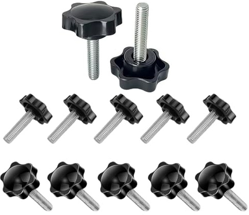 Sctmda 12 Stück Sterngriffschraube M8 x 40mm Rändelschraube Sterngriff Schrauben flügelschraube Sternkopfschraube Klemmknopf Griff Rändelschraube Schwarz für Werkzeugmaschinen Möbelgriff Elektroni