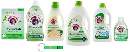Chanteclair Paquet de lessive musc blanc Adoucissant Sachets parfumés Savon à lessive 6 articles + porte-clés Beni Culinari gratuit