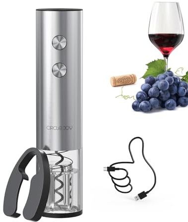 CIRCLE JOY Tire-bouchon électrique avec coupe-capsule, ouvre-bouteille en acier inoxydable rechargeable USB pour la maison et les fêtes