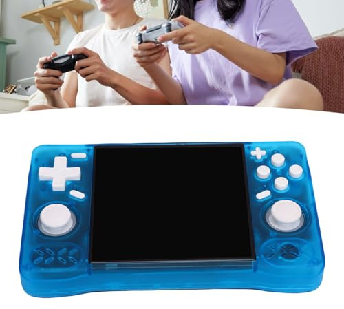 Elprico Console de Jeu Portable, Console de Jeu Rétro de 4,0 Pouces Jeux Classiques avec Plusieurs émulateurs, 1,5 GHz 4000mAh Batterie Rechargeable Pocket Video Gaming pour (Bleu Transparent)
