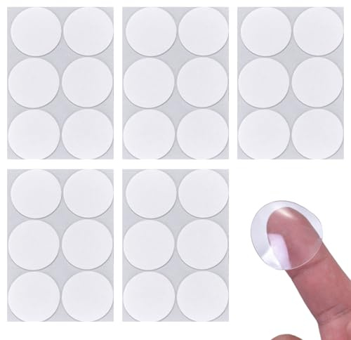 EMTPJAL 30PCS Strong Double Sided Sticky Pads Heavy Duty, Large Two Sided Self Adhesive Tape Mounting, Clear Circle Stickers Patch, Round 2 Sided Precut Nano Gel Wall Mount Glue, 1.97in Diameter