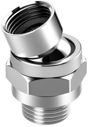 Adaptador Giratorio con Bola para Cabezal de Ducha Metálico Voolan, Bola Pivotante Ajustable para Regular el Ángulo del Cabezal de Ducha, Conector Compatible con Cabezales de Ducha Tipo Lluvia