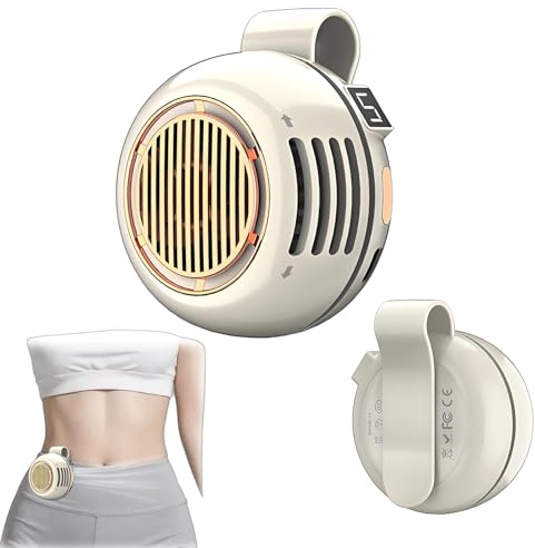 CBDYWVR Portable Silent Bladeless Clip-On Fan, 360° Adjustable with 5 Speeds & Digital Display, Mini USB Rechargeable Cooling Fan for Travel, Outdoor, Office, Desk (Beige)