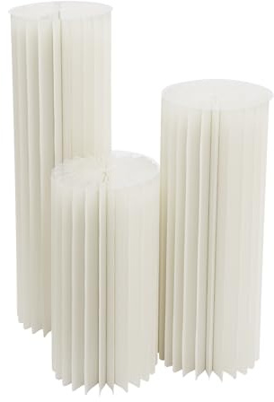 Deinungen 3 columnas de papel plegables, 30 x 60/80/100 cm, indicador de base de cilindro, columnas de flores de cartón, jarrones de boda, jarrones para compromiso, cumpleaños, decoración de mesa (3
