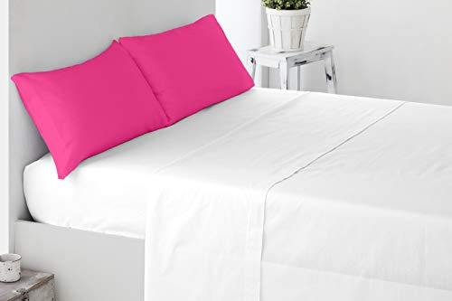Miracle Home. Federe, 2 unità, 50% Cotone, 50% Poliestere, 85 x 45. Letto 150, Fucsia