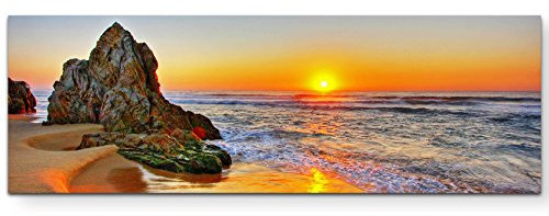 Paul Sinus Art Leinwandbilder | Bilder Leinwand 120x40cm Sonnenaufgang am Strand in Tathra - Australien