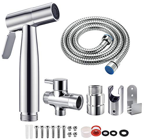 Handbrause Bad Bidet für Bidet Armaturen WC mit G1/2 Ventil und eine G3/8 Toilette Adapte Waschen Edelstahl Duschkopf Windel Dusche Tierbad