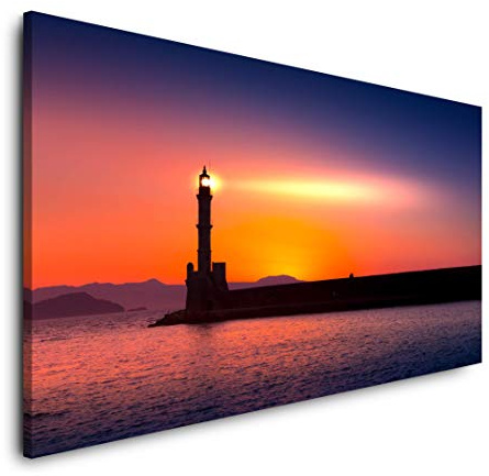 Leuchtturm am Meer 120x 60cm Panorama Leinwand Bild XXL Format Wandbilder Wohnzimmer Wohnung Deko Kunstdrucke