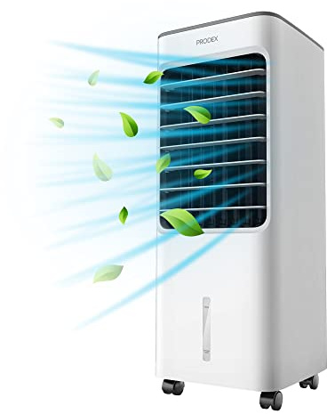 Evaporative Air Cooler with Air Humidifying & Fan Function, 3 Speed Levels with Oscillation, 5 Litre Water Tank - White