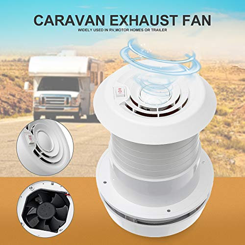 MASO Exhaust Cooling Fan 12V RV Motorhome Roof Vent Ventilation 3W 1800RPM 60CFM Mushroom Shaped Energy-saving for Homes Trailer Travel Caravan