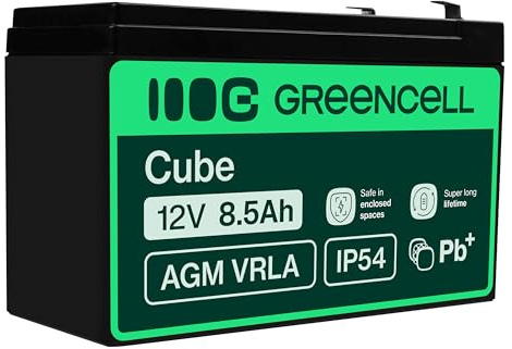 Green Cell® AGM 12 V 8,5 Ah batteri fleece batteri VRLA blybatteri blybatteri ersättningsbatteri försörjningsbatteri cykelsäkert underhållsfritt för larm | UPS | Energireserv | Säkerhetsteknik |