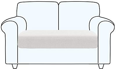 TAOCOCO Funda de cojín de Asiento de sofá, Funda Asiento Sofa Elástica, Ajustable, Lavable, Asiento de Tela de Poliéster, Suave y Cómodo(Blanco, 2 Plazas)