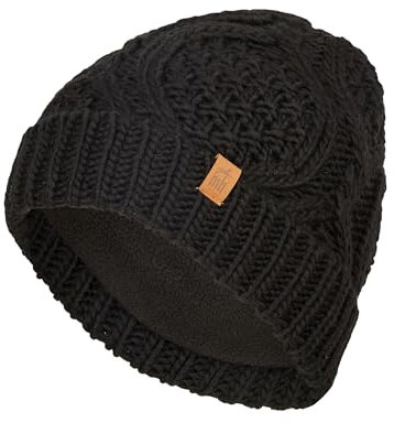 mh michael heinen Damen Strickmütze, Beanie, Fleece Fütterung, schnell trocknend, dehnbar, OneSize schwarz OS