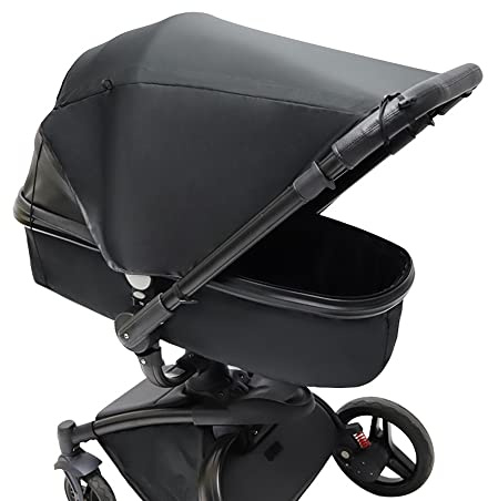 Universel Pare-Soleil pour Poussette Bébé Anti UV UPF50+ Réglable Housse de Soleil Protection Solaire pour Poussette, Nacelle, Landau Étanche Auvent de Landau Canopy Couverture de Soleil, Noir