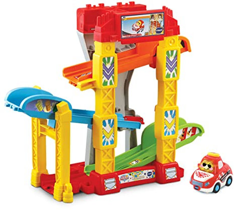 VTech TUT TUT Baby Flitzer – Rampa 4 en 1 – Rampa para Coche con 4 Posibilidades de Montaje y Coche de Carreras – para niños de 1 a 5 años