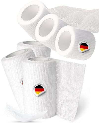 Mix 6x Haftbinde 4m 8 und 4cm elastische selbsthaftend kohäsive Fixierbinde Verband Binde selbstklebend, Schnellverband