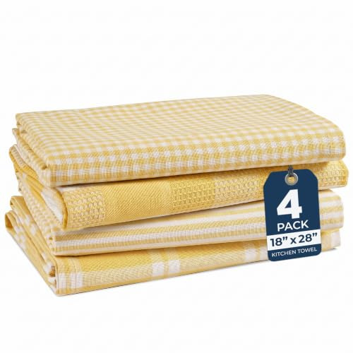 LANE LINEN Asciugamani per cucina 100% cotone resistente, confezione da 4 | Set di asciugamani morbidi, asciugamani a trama fitta per cucina, asciugamani di carta, ideali per maneggiare padelle calde e