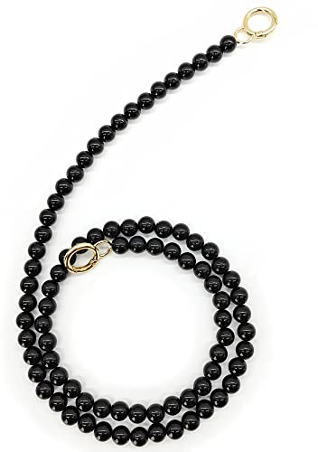 HAOBIN Perle-Kette Taschenhenkel - Schultergurt für Damentasche - Dekoration und Ersatz (Schwarz, 100cm)