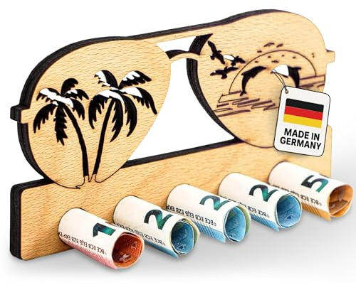 DARO Design - Urlaub, Strand, Palmen, Sonnenbrille - Geldgeschenk Holz