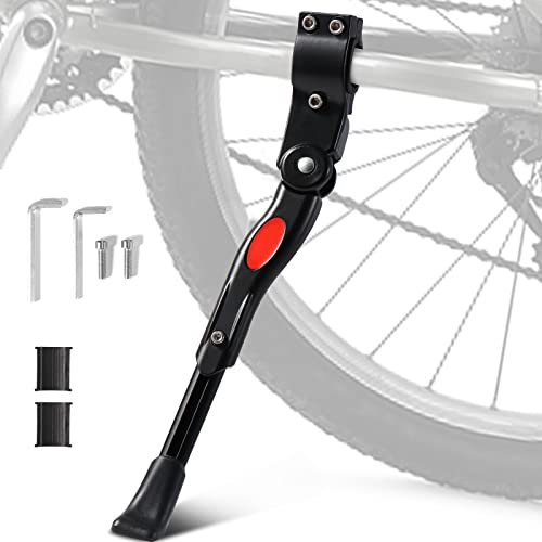 Vinabo Caballetes para Bicicleta,Soporte para Bicicleta Ajustable de Aleación de Aluminio,Caballete Lateral para Bicicleta con pie Goma Antideslizante,Soporte para Bicicletas de 24-27'',BMX,700c,MTB