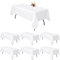 6 Packungen weiße rechteckige Polyester-Tischdecke, 153 x 320 cm, Tischdeckenbezug aus Polyesterstoff, für rechteckige Tische im Innen- und Außenbereich, Hochzeit, Geburtstag, Party, Tischdekoration