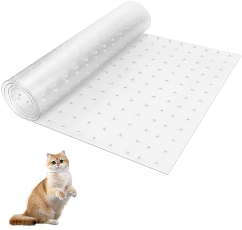 Carpet Cat Scratch Protector with Spikes Bottom - 38 x 112cm Clear Cat Protector for Doorway, Non Slip Transparent Cat Scratching Deterrent, Reusable Dog Pet Scratching Pad, Carpet Protector for Pets