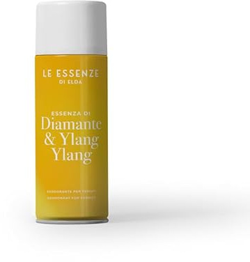 Essenze di Elda | Deodorante tessile | Muschio & Ylang | 400 ml spray – Profumi tessili & Abbigliamento – Profumi italiani – Adatto per tutti i tessuti | Diamante & Ylang
