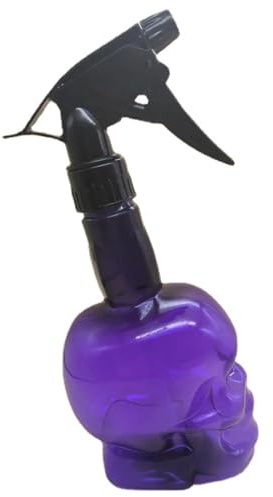 Flocovers Spray Bottle 500ML Plastic for Hairdressing Plants Home Skull Head Design Barber Watering Can (Purple)
