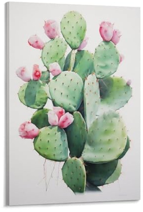 Aquarell-Kaktus-Leinwanddruck, Wandkunst, abstrakte Wildblume, natürliche Blume, Poster, Wanddekoration für Heimdekoration, Kunstwerk