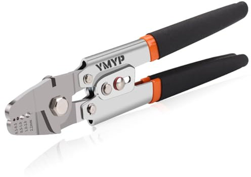 YMYP Wire Rope Crimping Tool for Loop Sleeves, Aluminum Double Barrel Ferrule Swaging Crimper Tool for Fishing Lines up to 2.2mm with Cutting Function