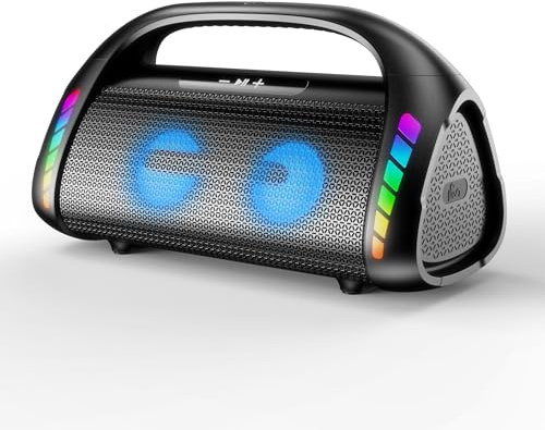 LFS Bluetooth Speaker,100W RMS Loud Speakers Bluetooth Wireless with Deep Bass, LED Lights, IPX6 Waterproof, 30H Playtime, Portable Outdoor Speaker Boombox for Camping,Beach, Party