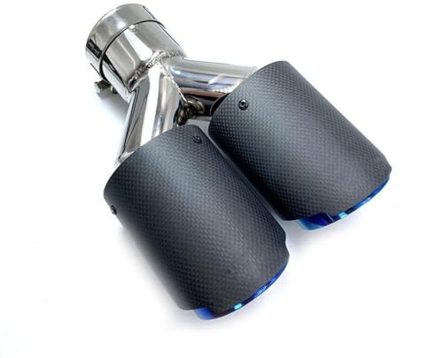 SIFUSM Auspuffrohr 1 Stück Carbon Blue Edelstahl Auspuff Dual Tips Auto Schalldämpfer Doppelrohre Für Abgasanlagen Dual Tips Autozubehör Auspuffblende (Farbe : 70-89MM)