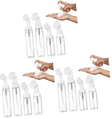 minkissy Lot De 3 Distributeurs De Moussant Portables De 60 Ml/100 ML Pompe À Vide pour Flacon De Maquillage De Voyage 4 Brosses