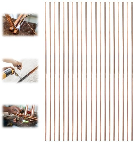 Copper Welding Rod 18 Guage 20 rods Copper 9.8In Phosphor Copper Hot Brazing Rods Tig Welding Equipment Arc Welding Rods Welder Consumables for Air Conditioner Refrigerators TIG Welding Equipment