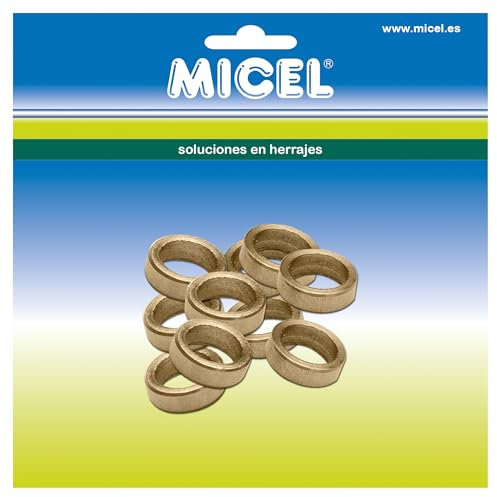 MICEL - 90721 - Ovalillos para Pernio de Puerta en Acero, Arandela para Bisagra, Acabado latonado, 10 unidades, 10,5 x 10,5 x 3 mm