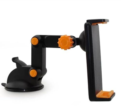 Soporte Móvil Coche, Agarre Superior Sujeta Movil y mini tablet Coche 360° Giratorio para Parabrisas/Salpicadero, Suporte. Carro con Almohadilla Gel Fuerte & Brazo Extensible para Teléfonos 4-7”