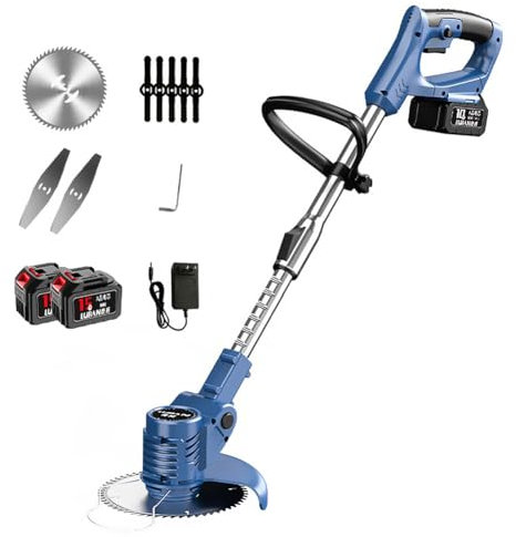 Tosaerba Elettrico, Tosaerba Domestico con Batteria al Litio Ricaricabile, Taglia Erbacce con Angolo di Taglio Regolabile, Intervallo di Regolazione Altezza 1-30 Cm, Tagliaerba, Decespugliatore